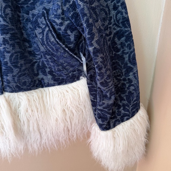 Free People Sabina Fur trim penny lane Bomber jacket brocade $450 XS - Picture 8 of 12